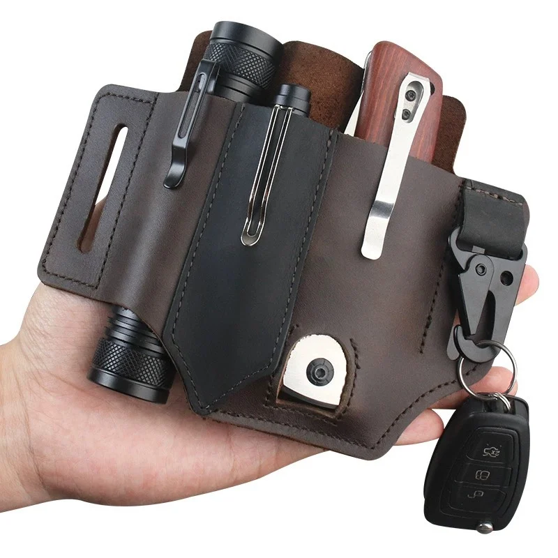 멀티 도구 칼집 용 가죽 칼집 벨트 및 손전등 캠핑 야 - Leather Edc. Carry Pouch 리뷰 및 가격