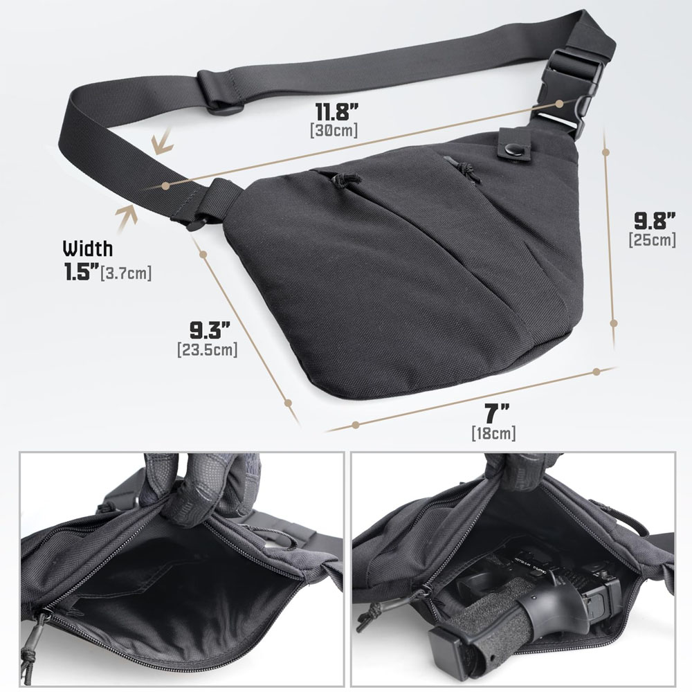 전술 숨겨진 총 운반 가방 남자 크로스 바디 슬링 가방 - Edc Carry Handgun 리뷰 및 가격