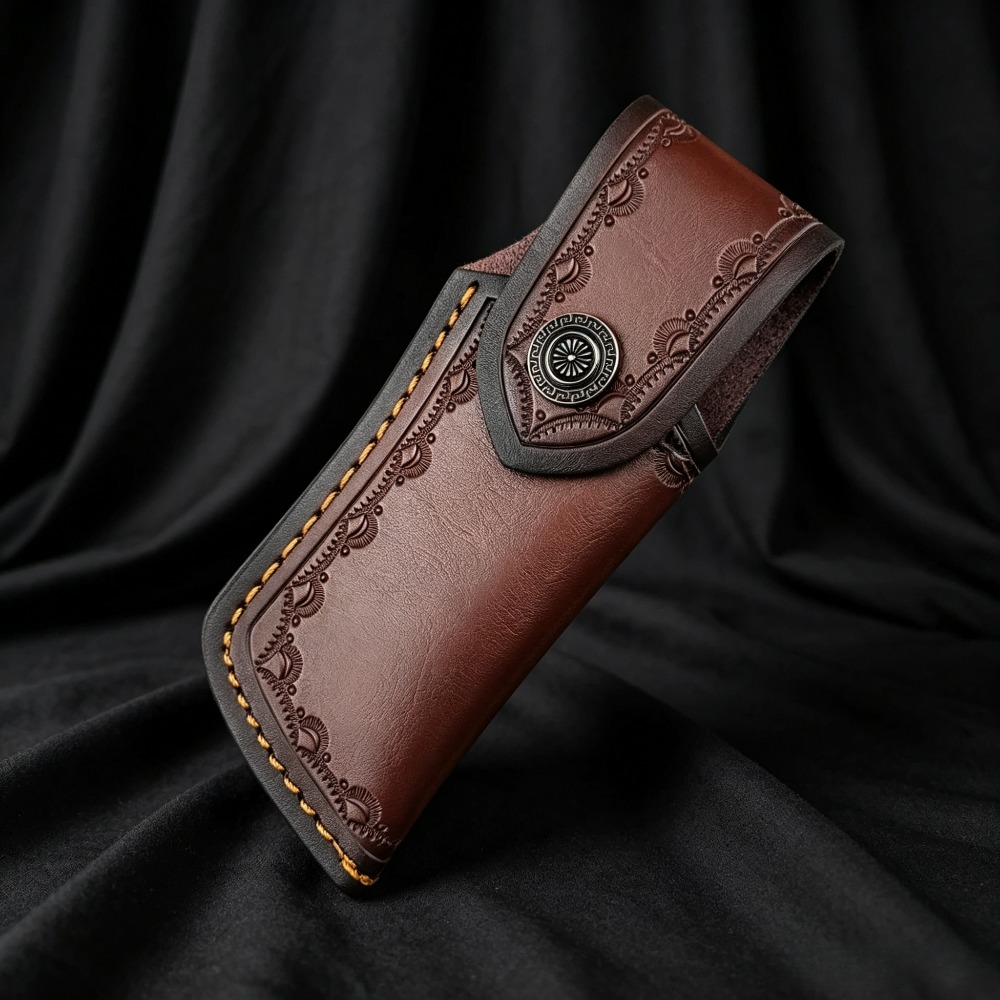 수집용 엠보싱 처리된 천연 가죽 나이프 케이스 브라운  - Leather Edc. Carry Pouch 리뷰 및 가격